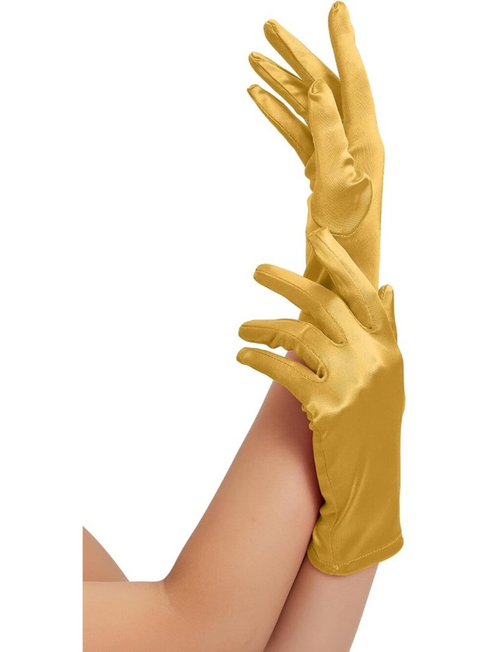 Women's Gold Short Satin Wrist-Length Dress Cocktail Formal Events Gloves